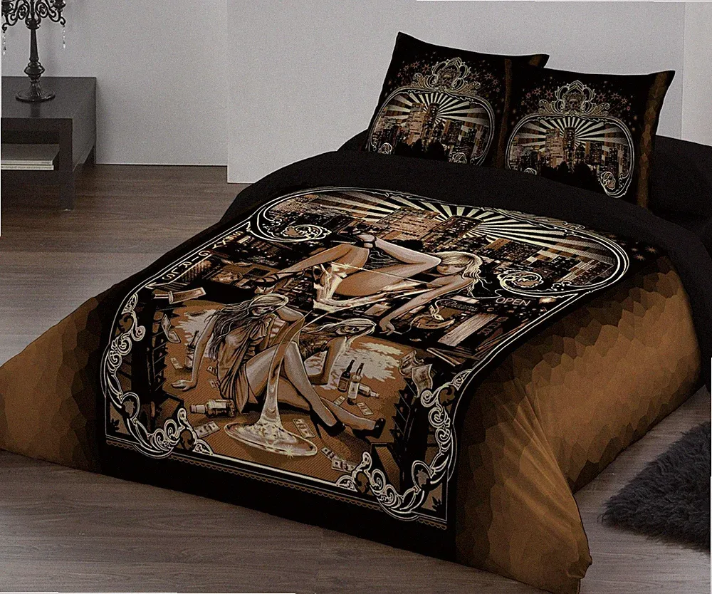 HOLLYWOOD NIGHTS - UK Kingsize Bettwäscheset / Twin US / Tattoo / Dark Fantasy /