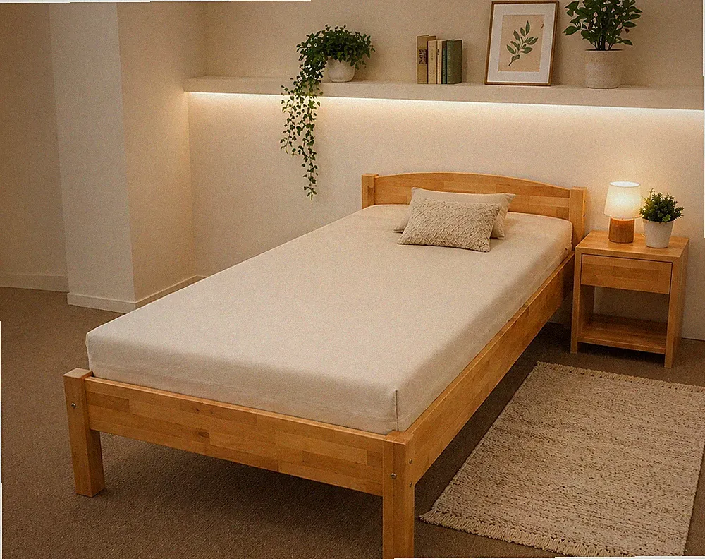 Holzbett 100X200 Buche massiv geölt Einzelbett Bettgestell