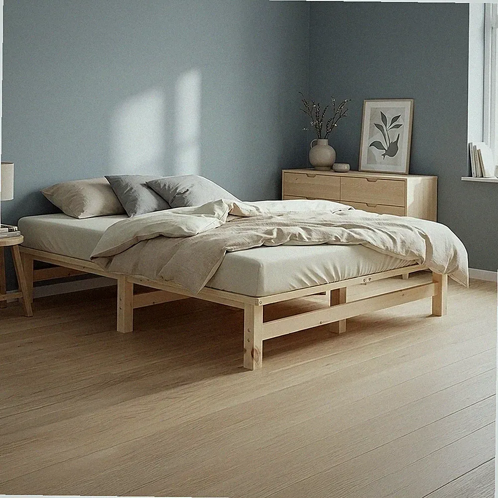 Holzbett 120x200 cm massiv inkl Lattenrost Doppelbett Palettenbett Homestyle4u