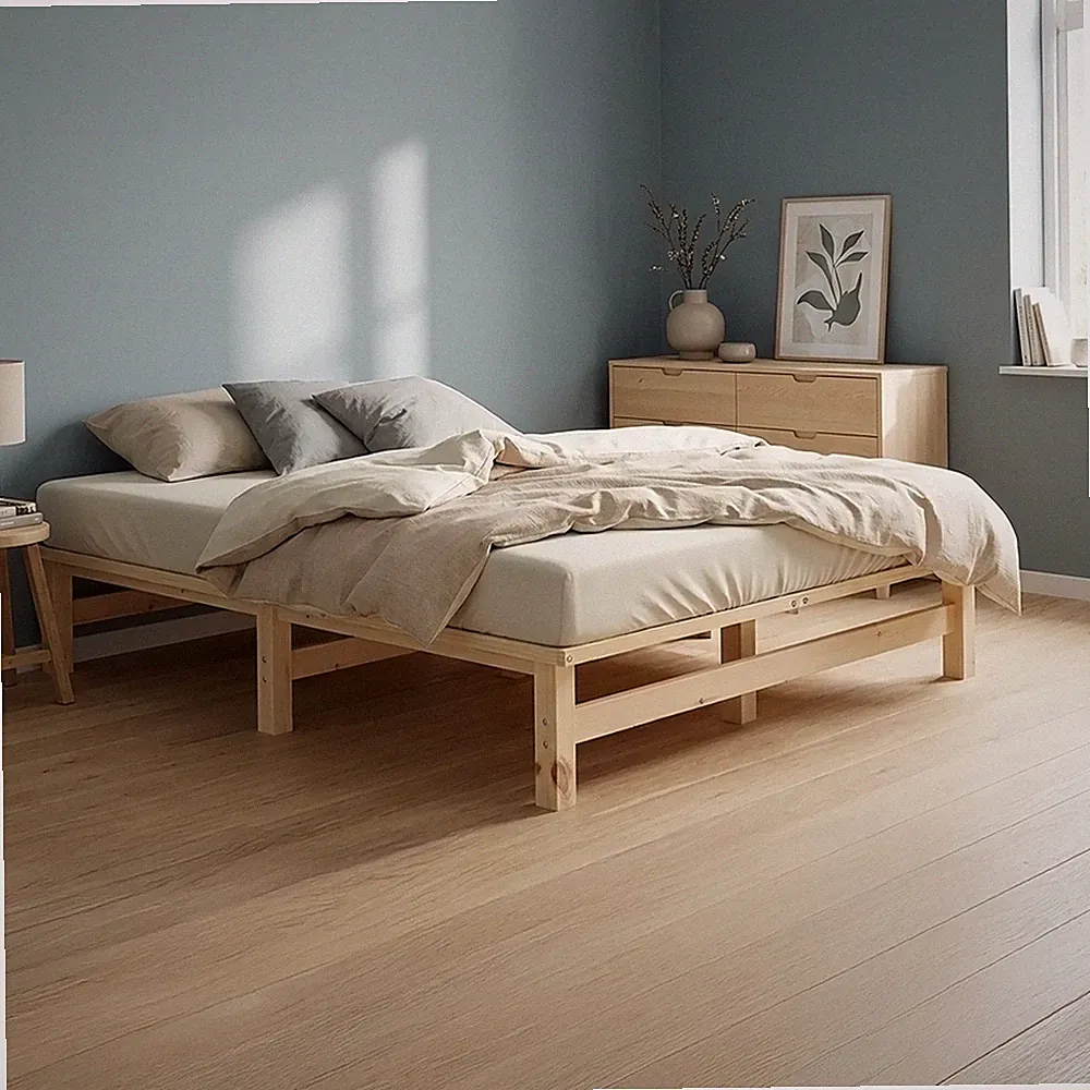 Holzbett 120x200 cm massiv inkl Lattenrost Doppelbett Palettenbett Homestyle4u