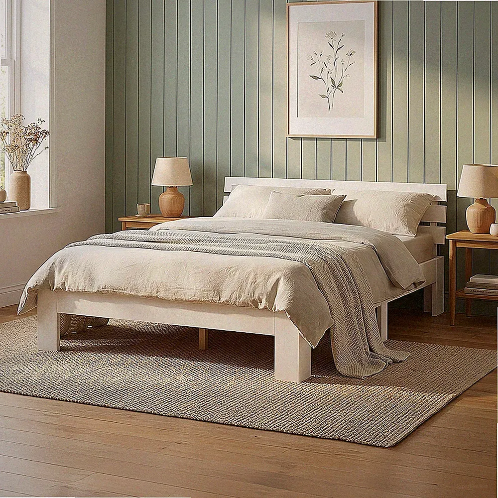 Holzbett 120x200 cm Massiv Lattenrost Gäste Bett Gestell Jugendbett Homestyle4u