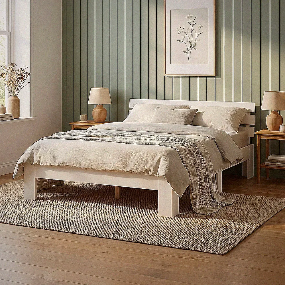 Holzbett 120x200 cm Massiv Lattenrost Gäste Bett Gestell Jugendbett Homestyle4u