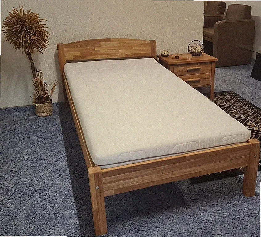 Holzbett Eiche massiv geölt 90/100/140 x 200 Einzelbett Bettgestell Seniorenbett