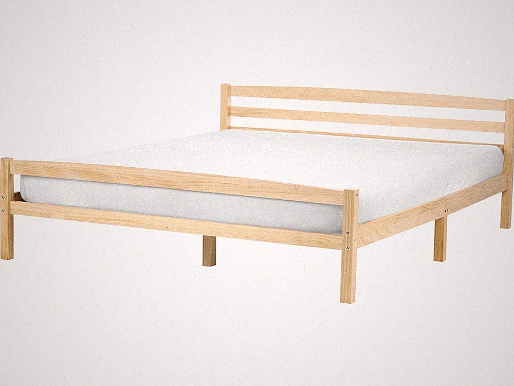 Holzbett hellbraun mit Lattenrost 160x200 cm hohes Kopfteil u. Fußteil