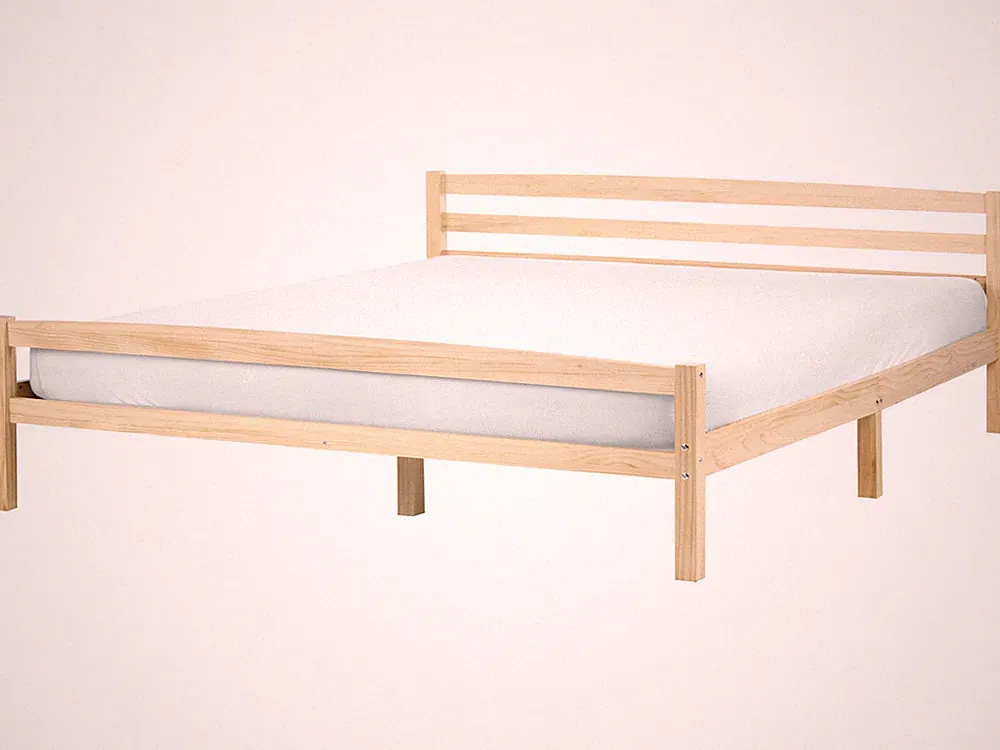 Holzbett hellbraun mit Lattenrost 180x200 cm hohes Kopfteil u. Fußteil