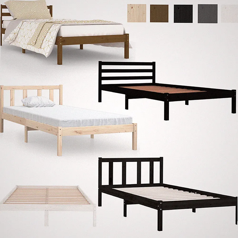 Holzbett Massivholzbett Bettgestell Einzelbett Doppelbett Bett mit Lattenrost