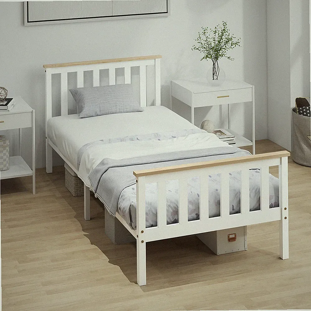HOMCOM Bett 90 x 200 cm Bettrahmen mit Lattenrost, Unterbettaufbewahrung, Holz