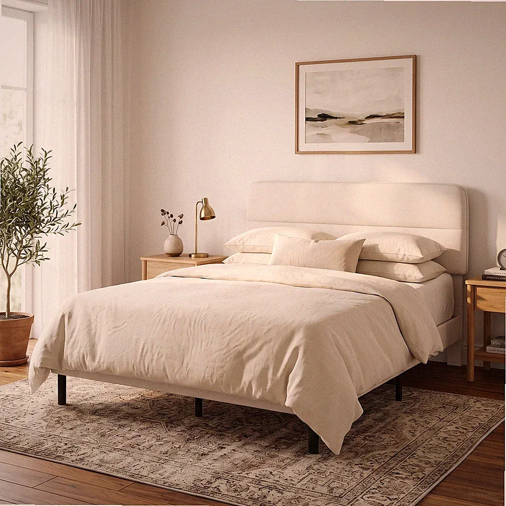 HOMCOM Bettgestell 140x200 cm mit verstellbarem Kopfteil, 12 Sperrholzlatten