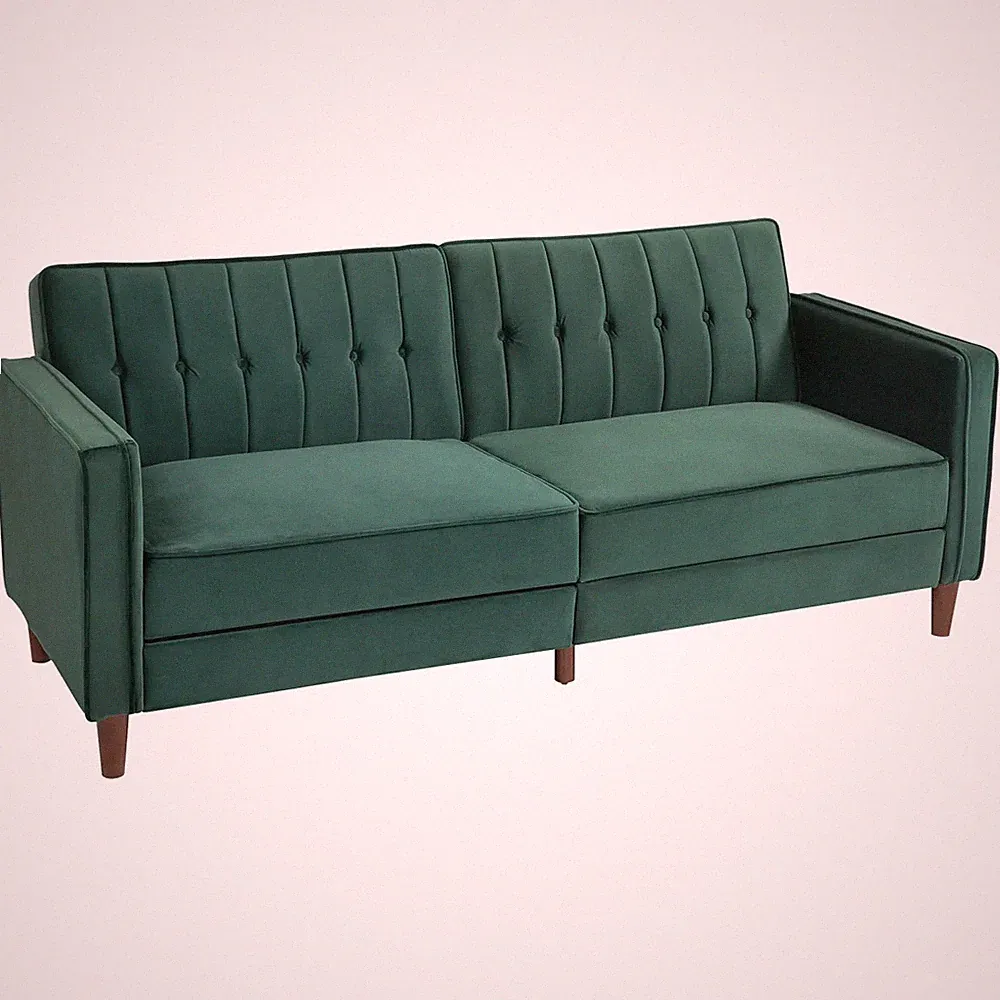 HOMCOM Cabrio Sofa Futon Samt-Touch getuftet Couch Schlafsofa