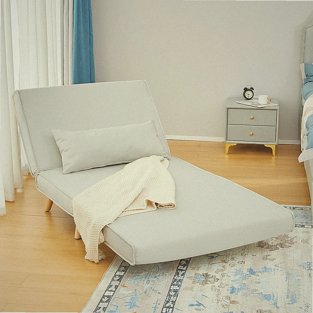 HOMCOM Einzelsofa Sofabett klapp verstellbar Rückenlehne nordisch skandinavisch