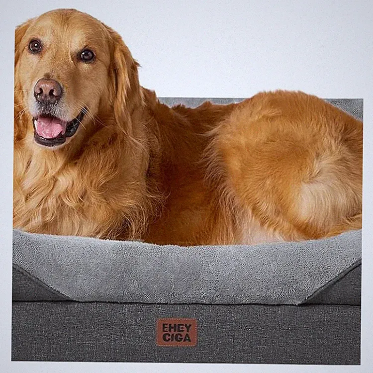 Hundebett Große Hunde 106,5x76x18,5 cm Memory Foam Waschbar Grau rutschfest