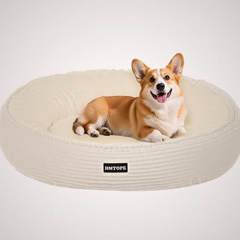 Hundebett Mittelgroß Katzenbett Waschbar rund Cord Hundekissen Donut
