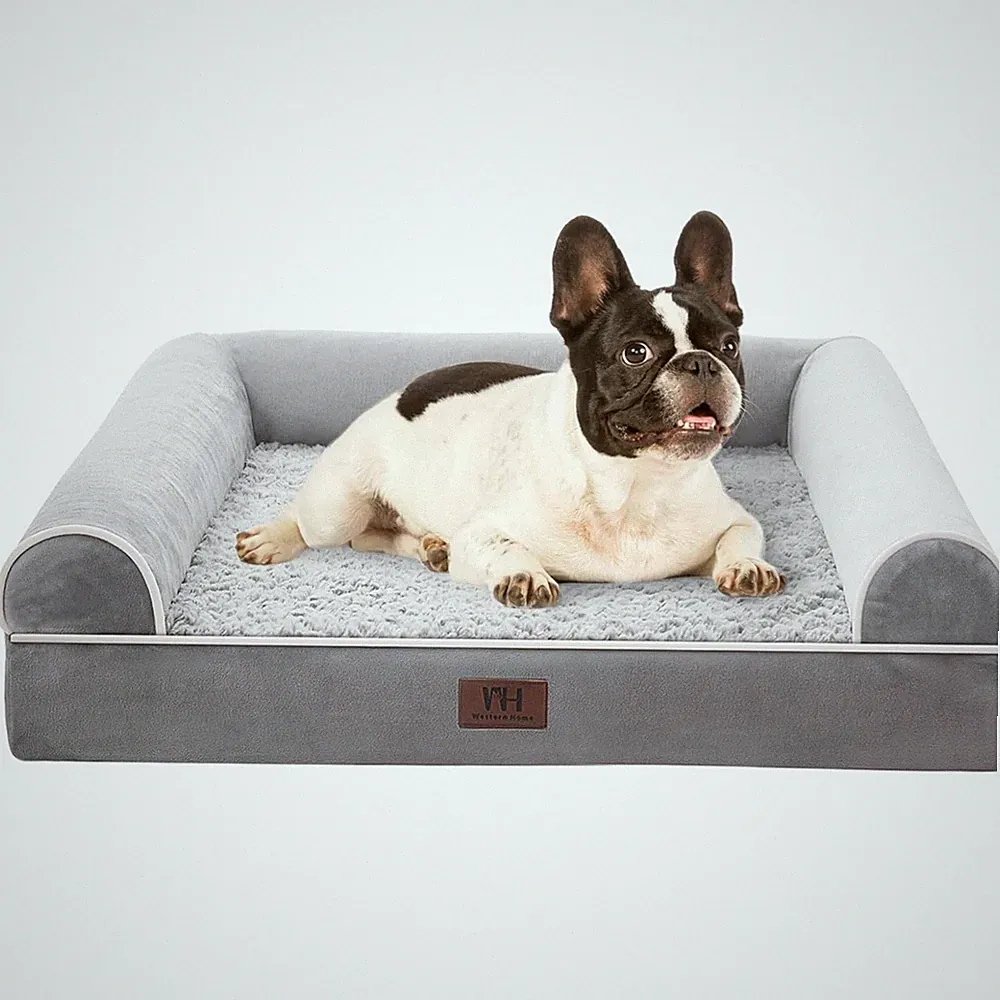 Hundebett Orthopädisch Hundekörbchen Groß 71x58cm waschbar Rutschfest Grau