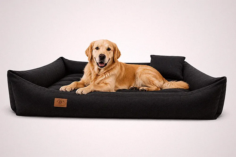 Hundebett Sofa wasser schmutz abweisend inkl. Kissen XXL 120x90 SCHWARZ