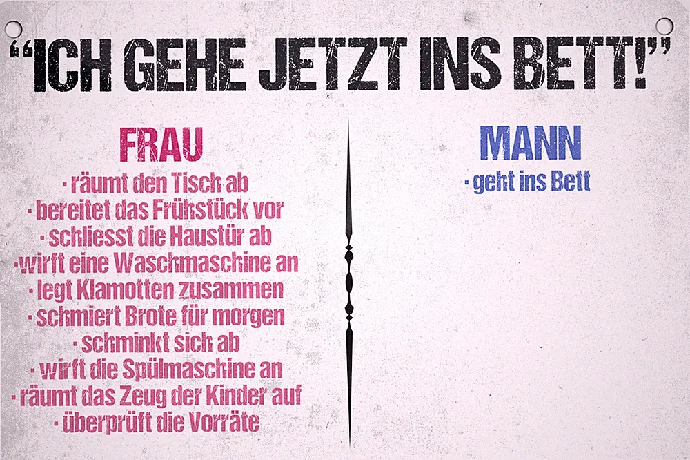 ''Ich gehe jetzt ins bett Frau Mann'' 18x12cm Blechschild