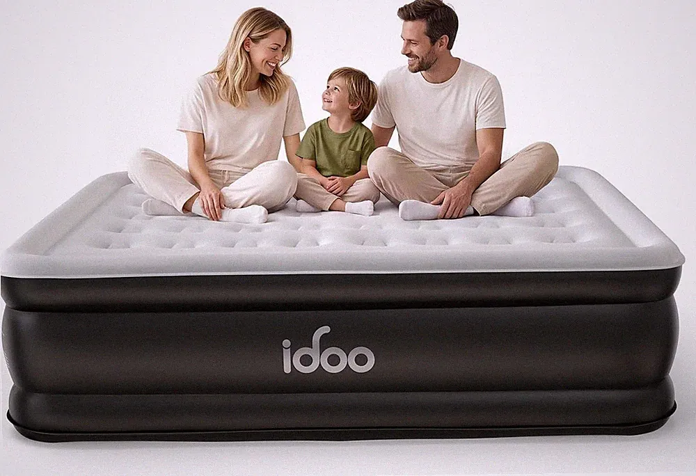 iDOO aufblasbare Luftmatratze, King Size Luftbett mit integrierter Pumpe