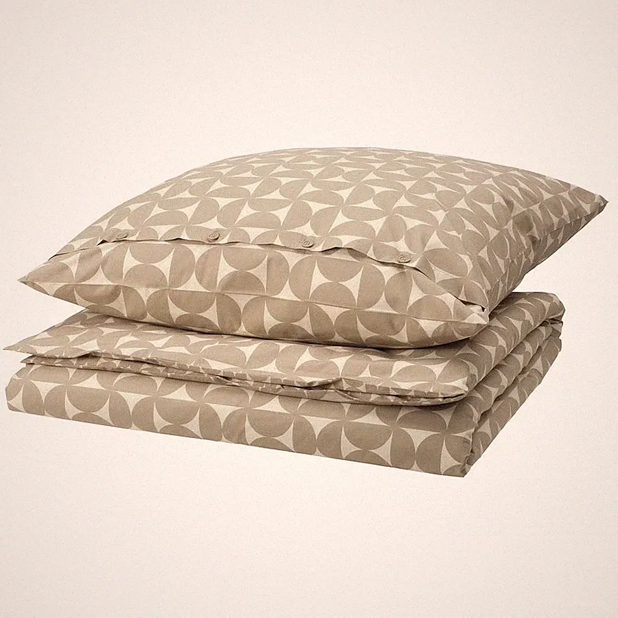 IKEA ÄNGSNEJLIKA Bettwäsche-Set, 4-teilig, graubeige 2x140x200/2x80x80 cm
