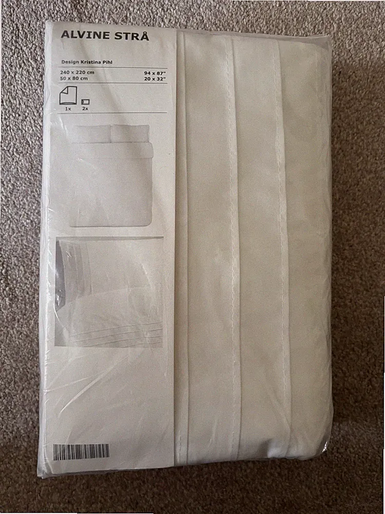 IKEA ALVINE STRA seltenes King Size 240 x 220 cm cremeweiß Bettbezug Set versiegelt