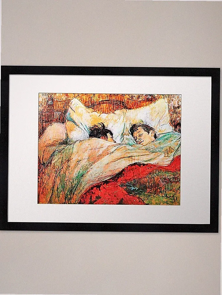 Im Bett, berühmter Vintage, öffentlicher Doma gerahmtes Wandbild Poster Leinwanddruck Bild