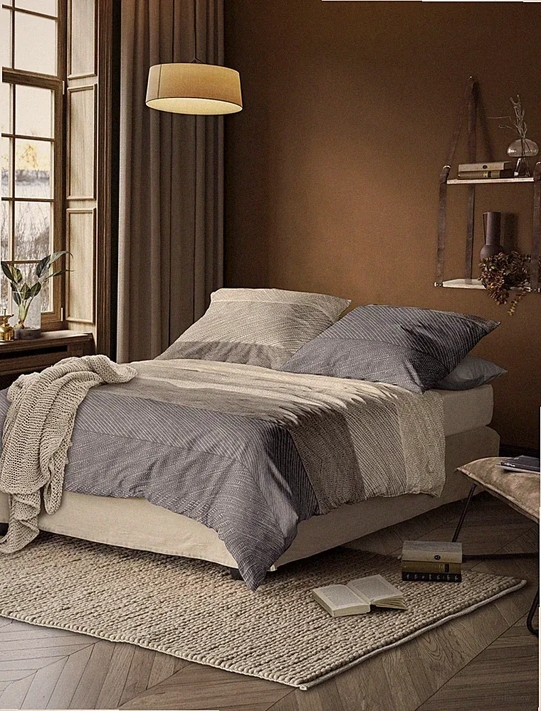 Irisette Feinbiber Bettwäsche Koala 135x200 Streifen beige grau silber 8430-80