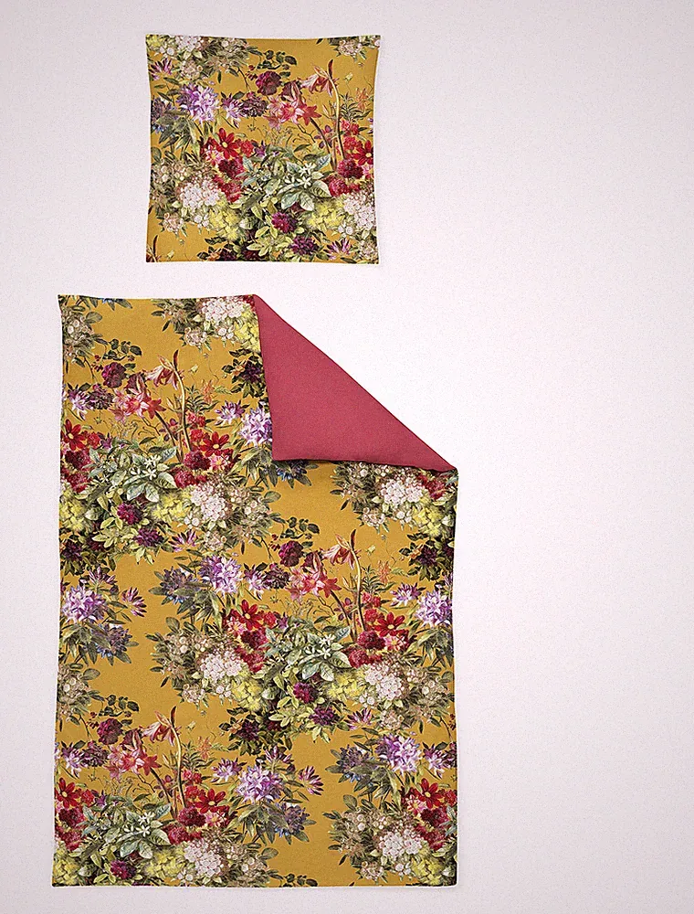 Irisette Magic Mako-Satin Bettwäsche 155x220 Blumen Barock ocker Wende 8848-40