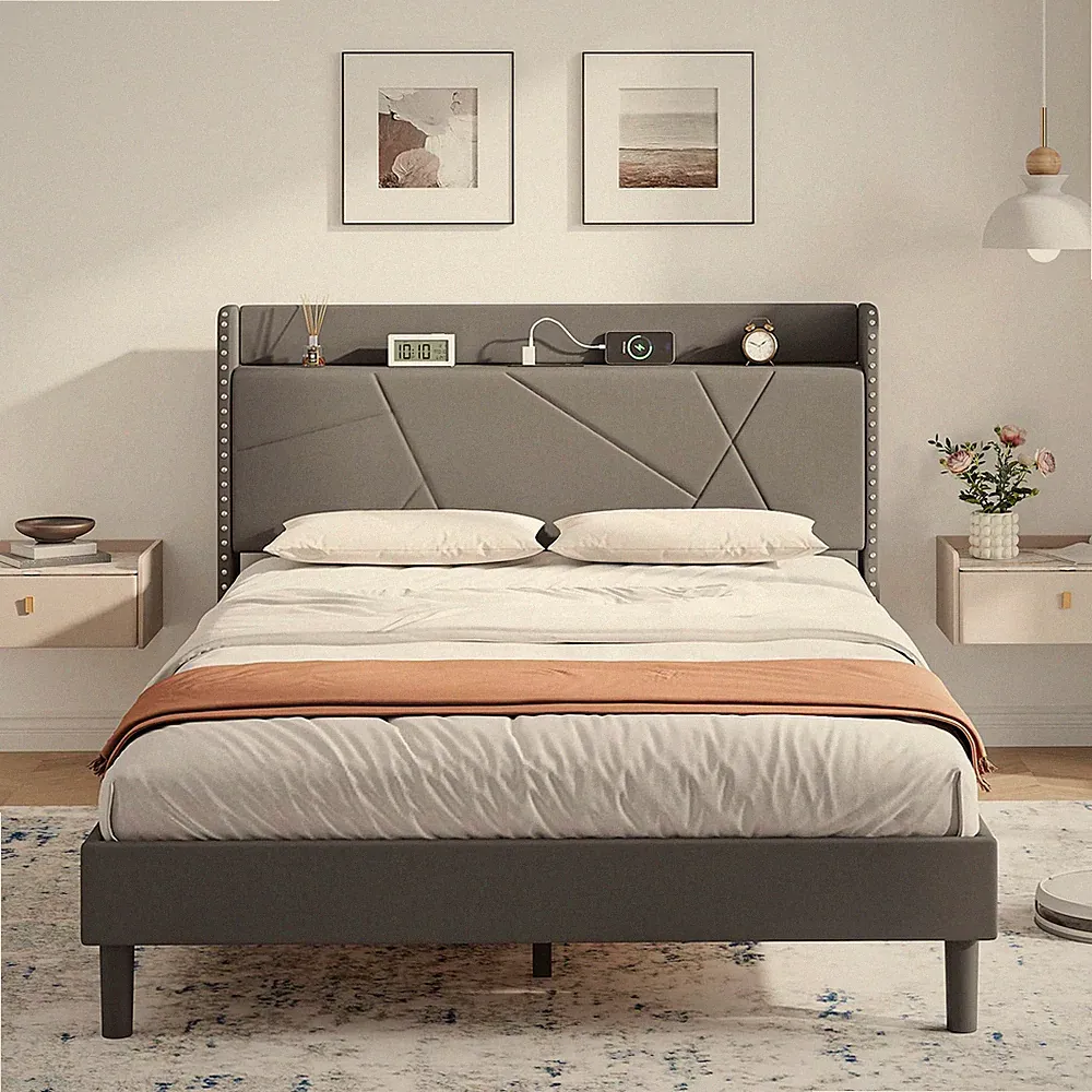 IRONCK 4ft6 Doppelbettgestell mit Ladestation, Bettgestell Double mit