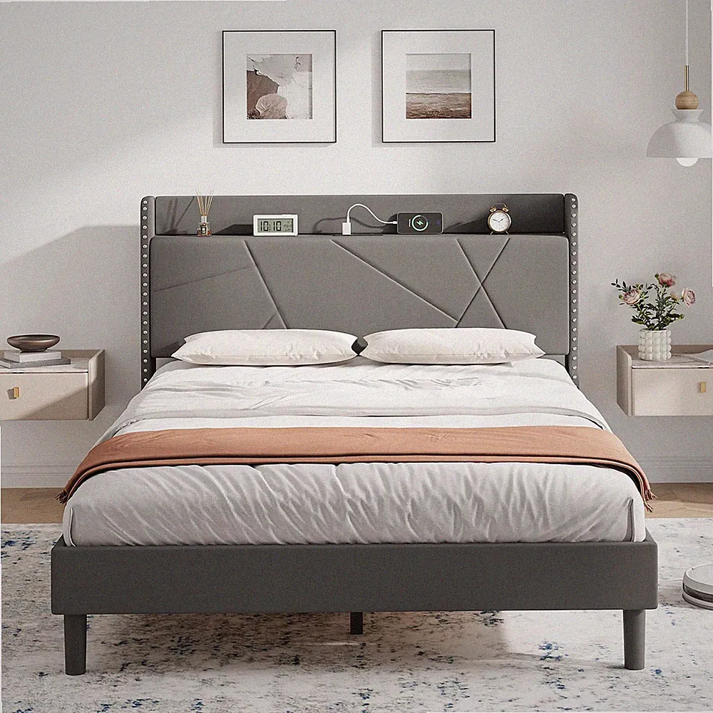 IRONCK 4ft6 Doppelbettgestell mit Ladestation, Bettgestell Double mit