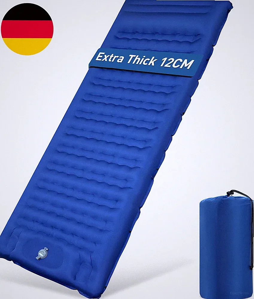 Isomatte Camping, 12CM Verdicktes Luftmatratze Mit Fußpresse Pumpe,Luftverlust V