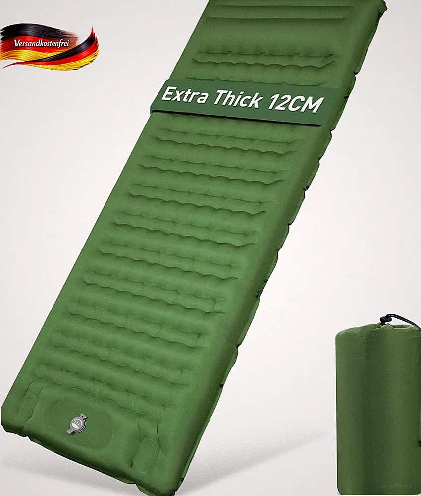 Isomatte Camping, 12CM Verdicktes Luftmatratze Mit Fußpresse Pumpe,Luftverlust V