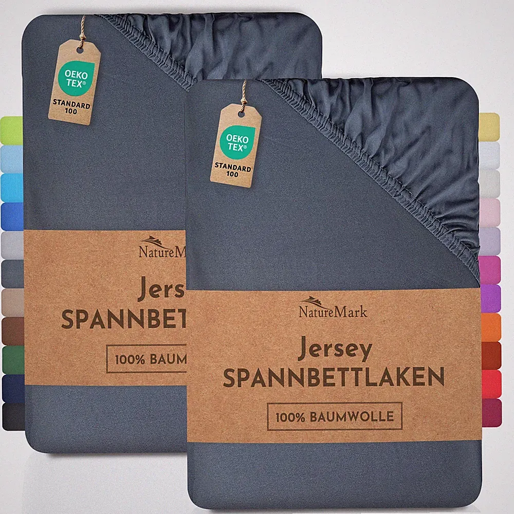Jersey Spannbettlaken Spannbetttuch 100% Baumwolle viele Farben/Größen 2er Pack