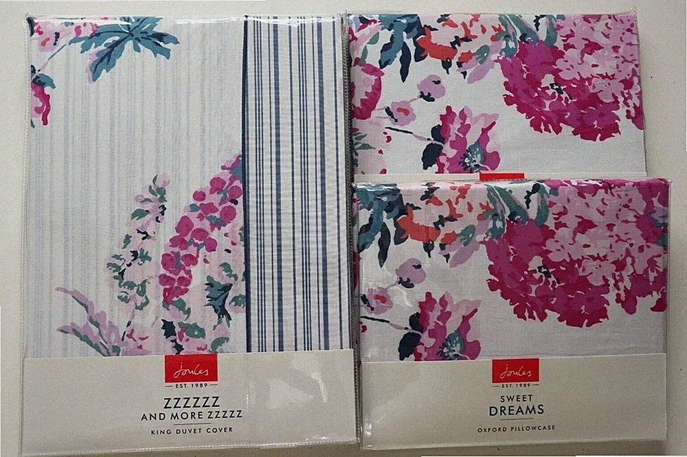 JOULES COTTAGE GARDEN BLUMEN BAUMWOLLE BETTBEZUG KISSENBEZÜGE SET DOPPEL