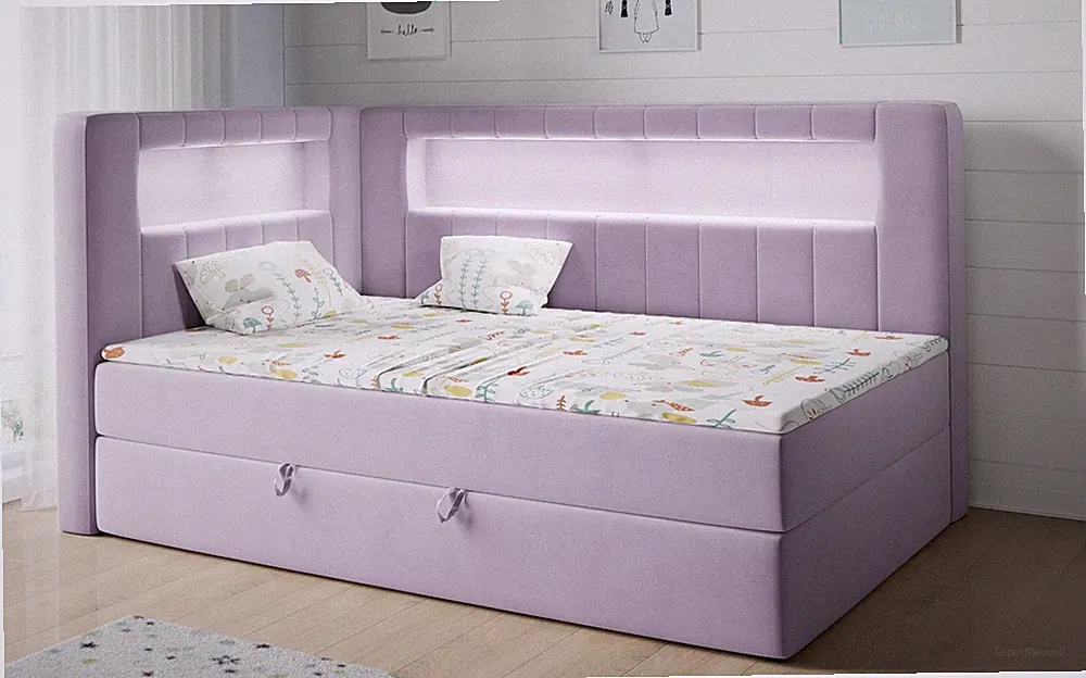 Jugendbett 90x200 mit LED, Boxspringbett mit matratze und stauraum JUNIOR GOLD 3