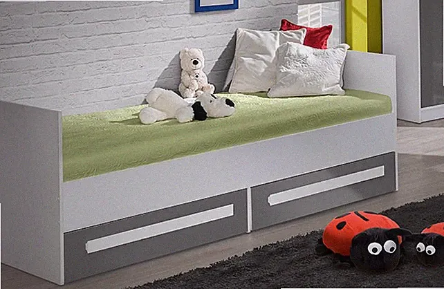 Jugendbett Holzbett Bettgestell Einzelbett 90x200cm weiß Hochglanz (GU-14)