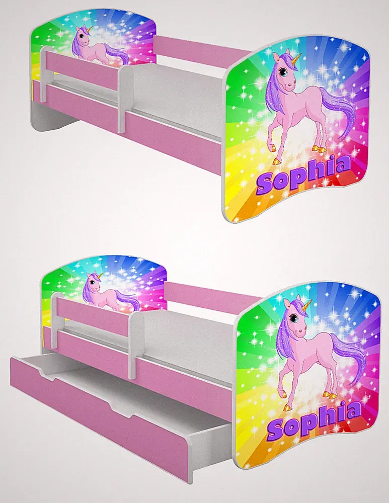 Jugendbett Kinderbett mit einer Schublade und Matratze ROSA 140x70 160x80 180x80