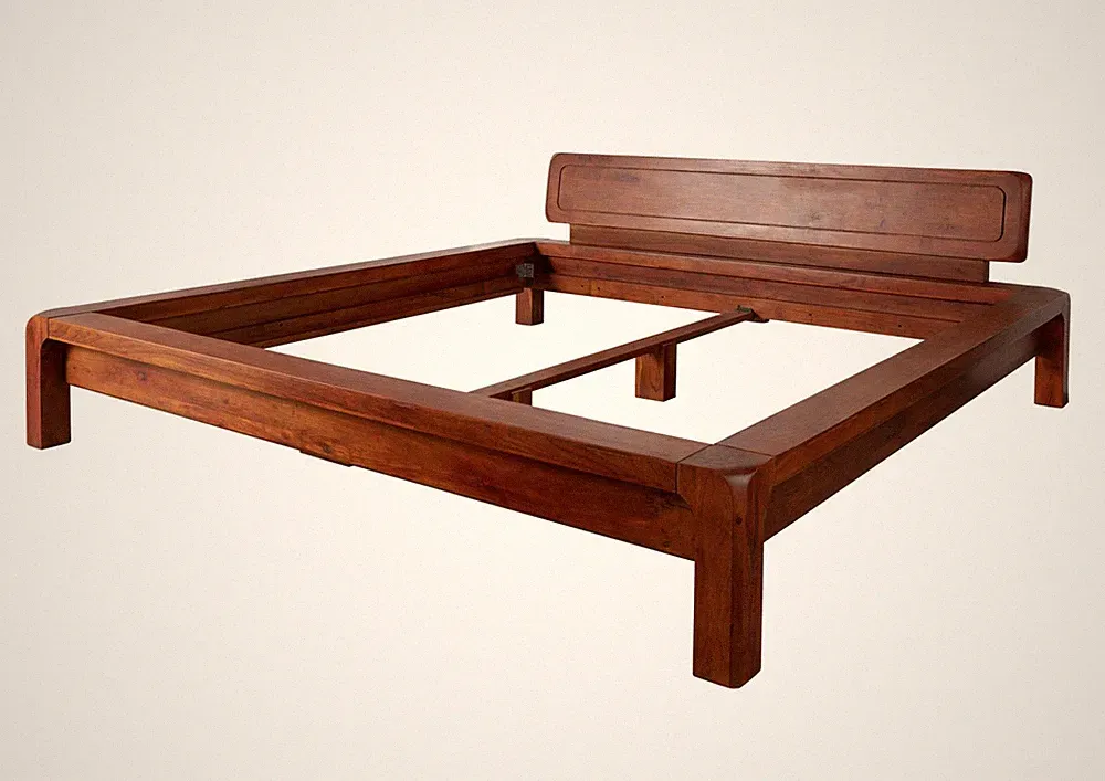 Jugendbett modern Akazie Massivholz Bett 140x200 Holzbett massiv Futonbett