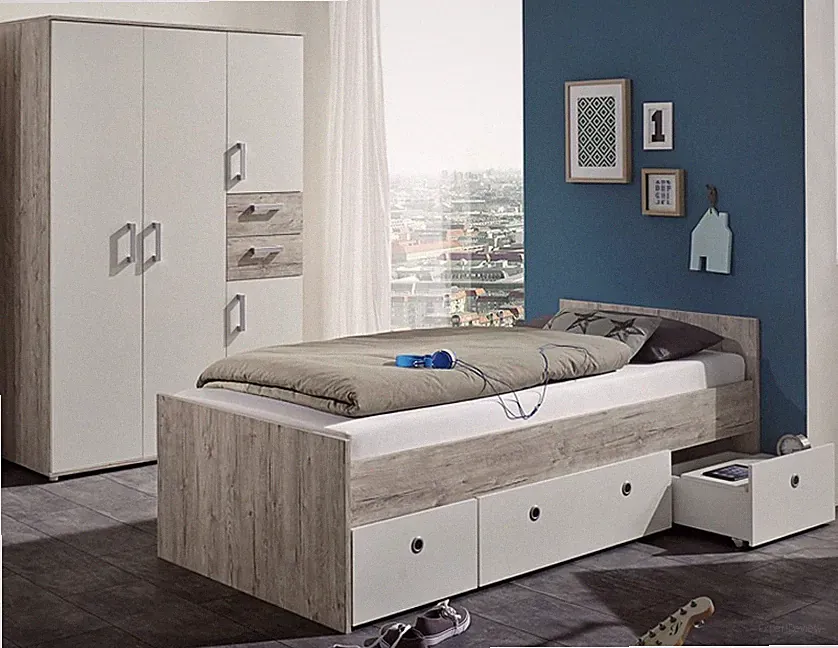 Jugendzimmer Set Bente 2-teilig mit Kleiderschrank & Jugendbett 90 × 200 cm