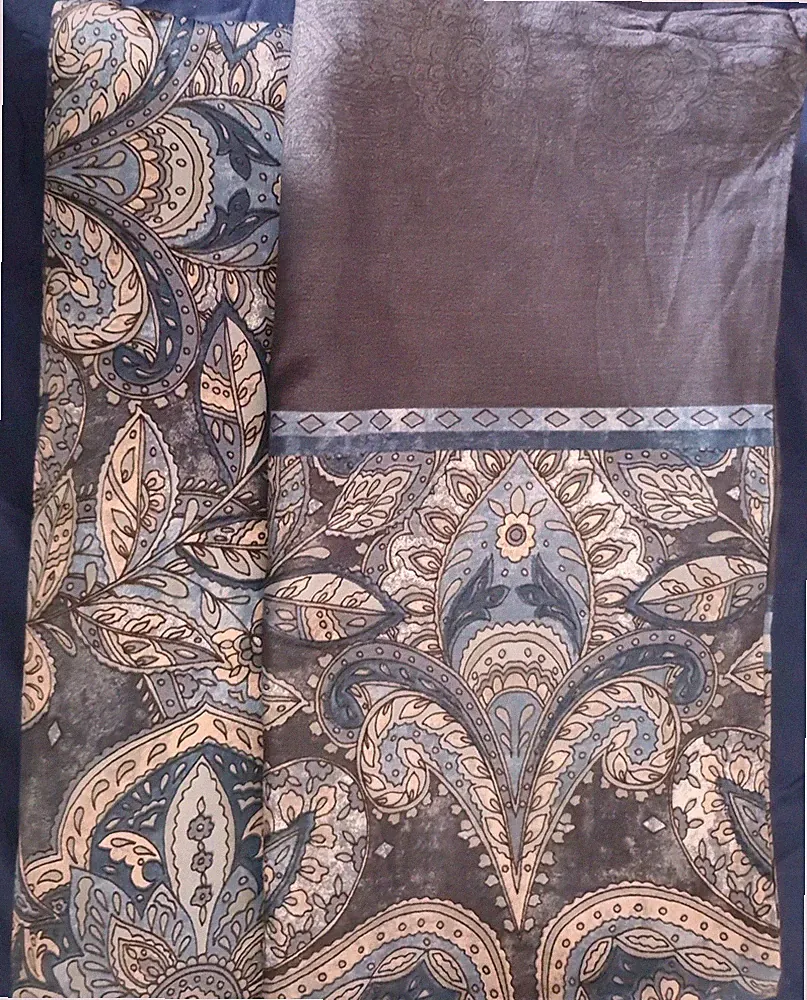 KAEPPEL Bettwäsche 2tlg. Paisley 100% Baumwollsatin 155x220, 80x80 cm blaugrau