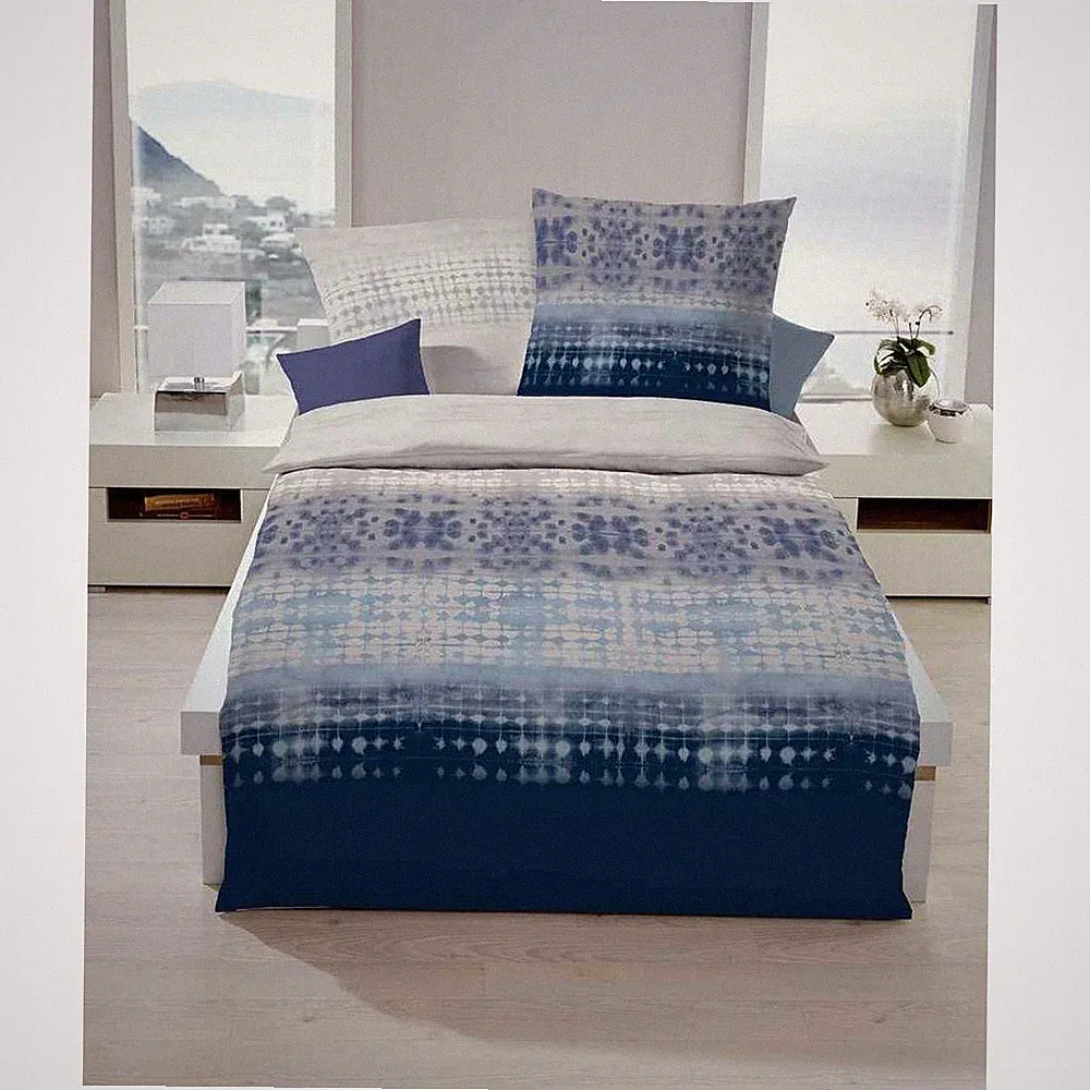 Kaeppel Satin Bettwäsche 155x220 cm + 80x80 cm Blau Bettbezug