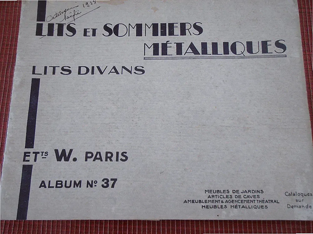 KATALOG VON METALLBETTEN UND LATTENROSTEN ETs W. PARIS JAHR 1938 (Ref. 28