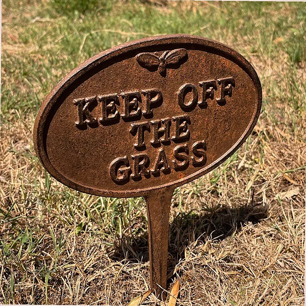 Keep off the Grass Schild mit Pfahl Vintage Rasen Plakette höflich Garten Biene Geschenk