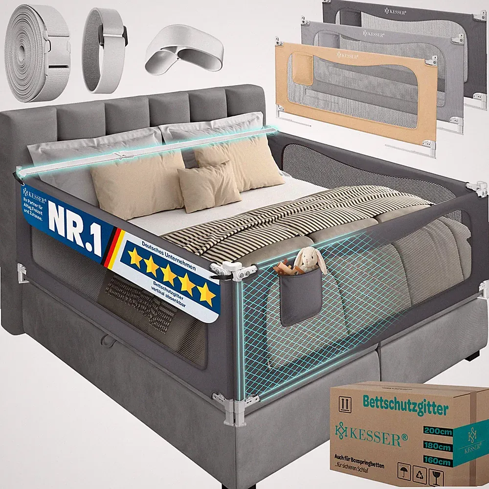KESSER® Bettgitter Höhenverstellbar Rausfall Schutz Gitter Boxspring Kinder Bett