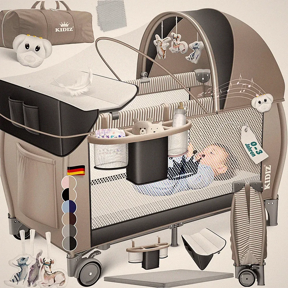 KIDIZ® Babybett Reisebett Kinder Baby Bett faltbar mit Matratze Geburt bis 15kg