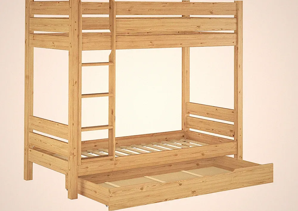 Kiefer-Etagenbett Massivholz natur 90x190 stabil für Erwachsene Zubehör wählbar