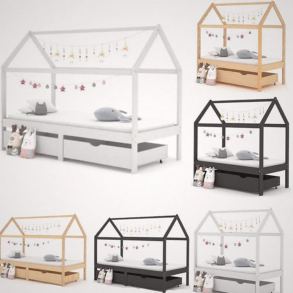 Kiefer Kinderbett mit Schublade Hausbett Bett Holzbett mehrere Auswahl vidaXL