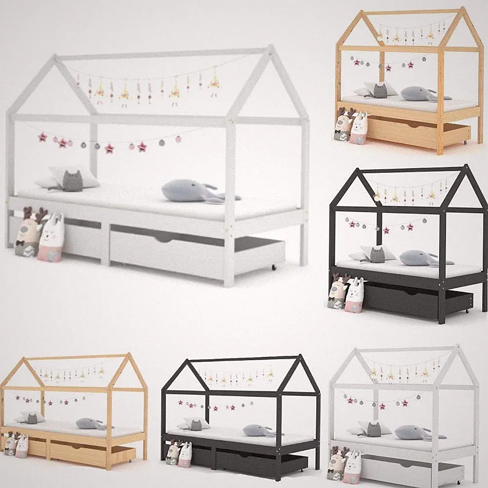 Kiefer Kinderbett mit Schublade Hausbett Bett Holzbett mehrere Auswahl vidaXL