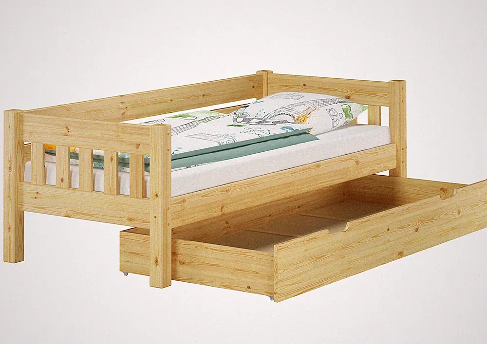 Kieferbett natur Einzelbett 90x200 Massivholz-Bettgestell Futonbett Gäste Kinder