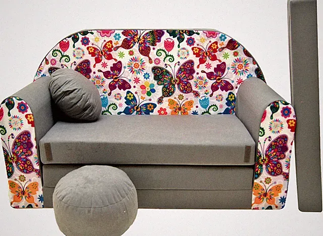 Kinder 3in1 Sofa Bett mit Kissen & Hocker – Perfektes Ostergeschenk 🎁 Oeko-Tex