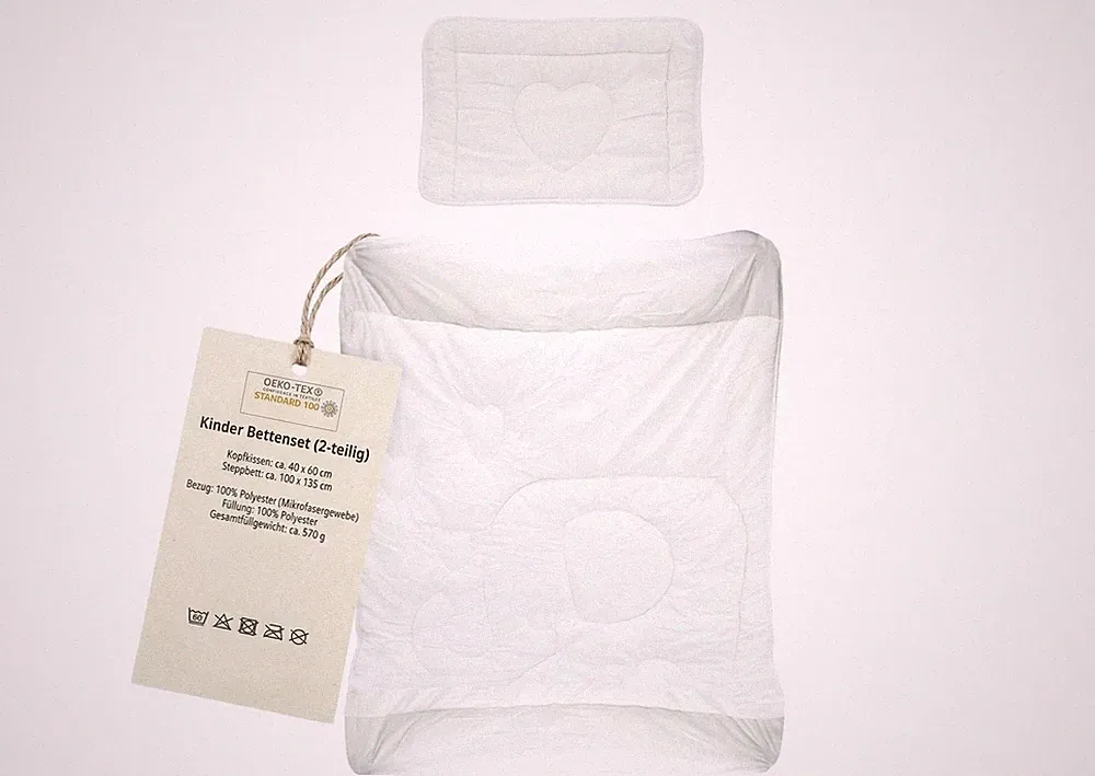 Kinder Bettenset 2tlg 100x135 40x60 Mikrofaser Allergiker Steppbett Elefant Weiß