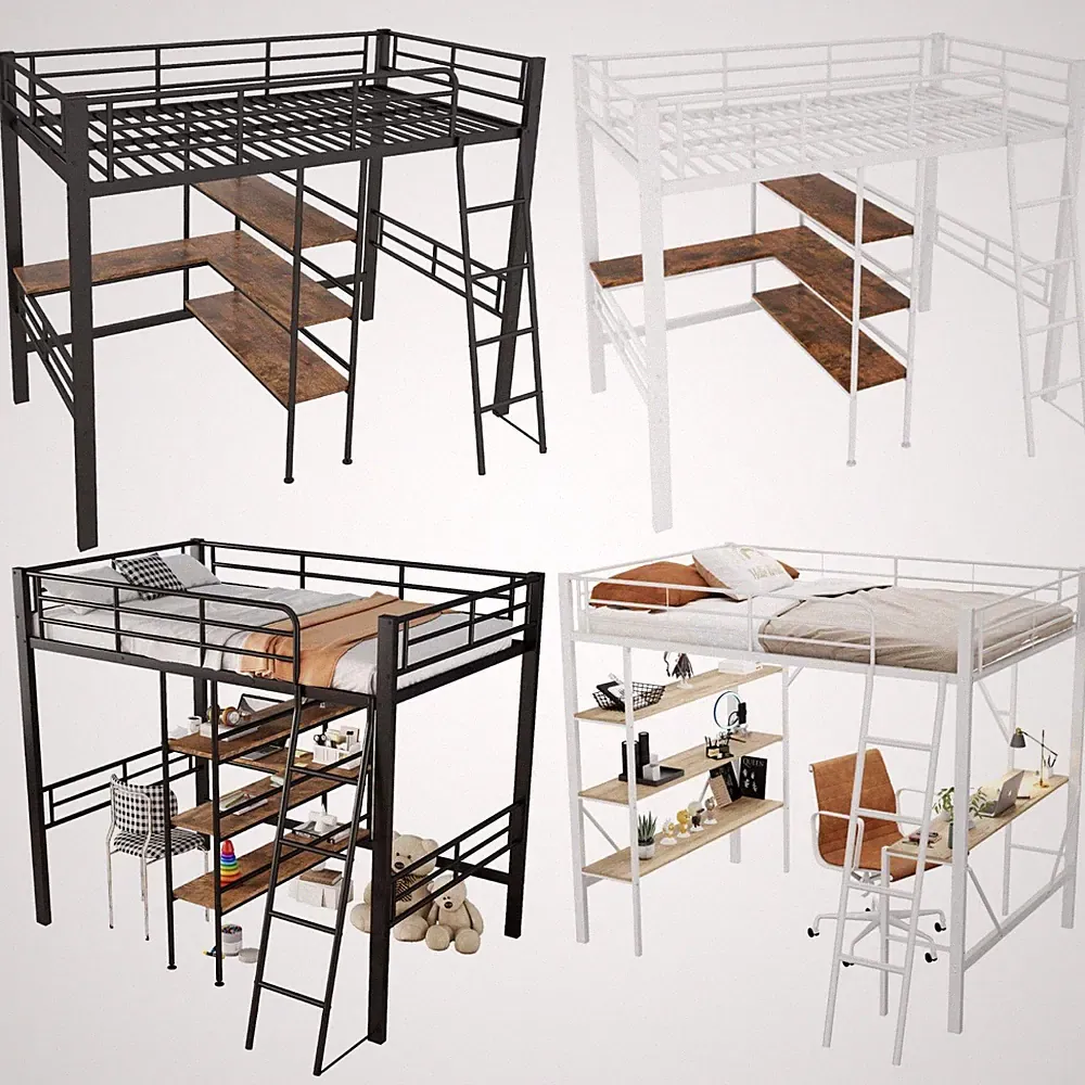 Kinder Hochbett mit Schreibtisch Jugendbett Einzelbett Bettgestell Bett 90x200