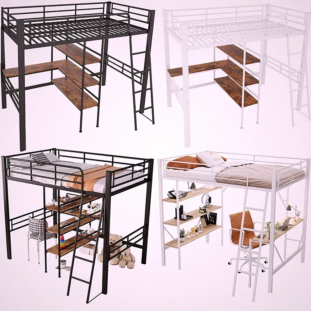 Kinder Hochbett mit Schreibtisch Jugendbett Einzelbett Bettgestell Bett 90x200